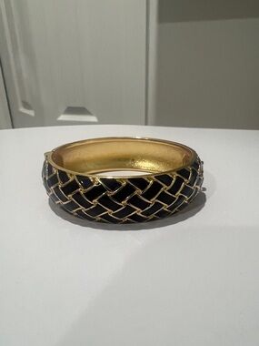Lily Pulitzer Navy and Gold Woven Bangle Bracelet
